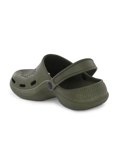 Hirolas® Men's Green Cushioned Fluffy Comfortable Slider Clogs (HROMCL06GRN)