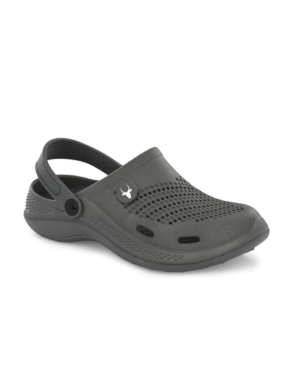 Hirolas® Men's Grey Cushioned Fluffy Comfortable Slider Clogs (HROMCL06GRY)