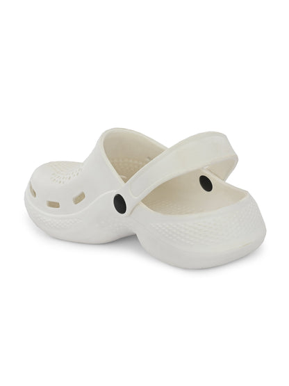 Hirolas® Men's White Cushioned Fluffy Comfortable Slider Clogs (HROMCL06WHT)