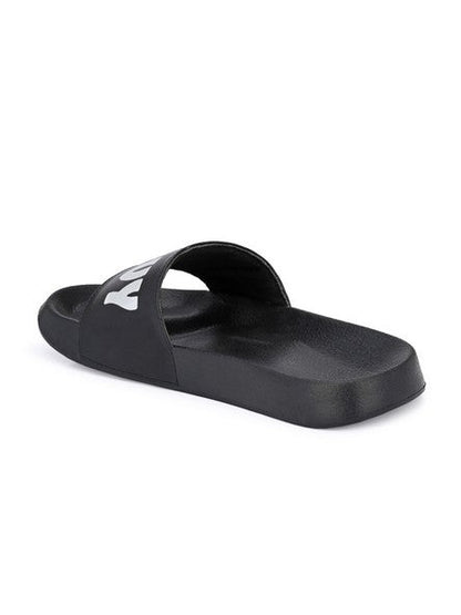 Hirolas® Men's Black Printed Slider Flip-Flops (HROMSL01BLK)