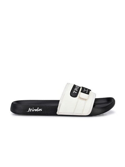 Hirolas® Men's Black Printed Slider Flip-Flops (HROMSL03BLK)
