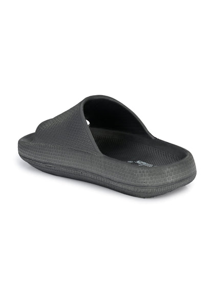 Hirolas® Men's Black Cushioned Fluffy Slider Slippers (HROMSL05BLK)