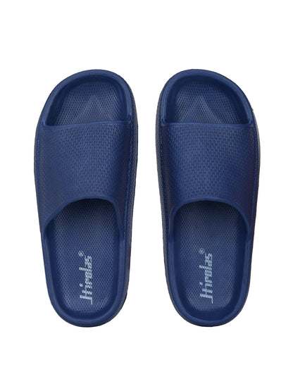 Hirolas® Men's Blue Cushioned Fluffy Slider Slippers (HROMSL05BLU)