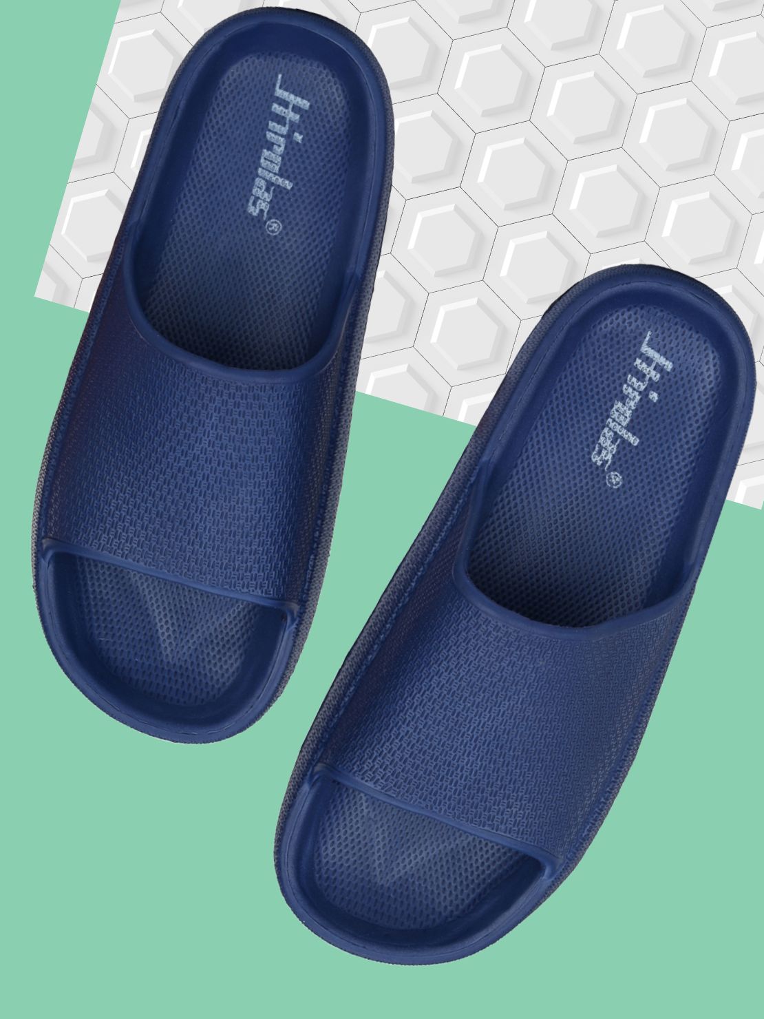 Hirolas® Men's Blue Cushioned Fluffy Slider Slippers (HROMSL05BLU)