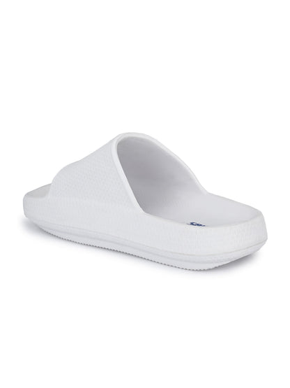 Hirolas® Men's White Cushioned Fluffy Slider Slippers (HROMSL05WHT)