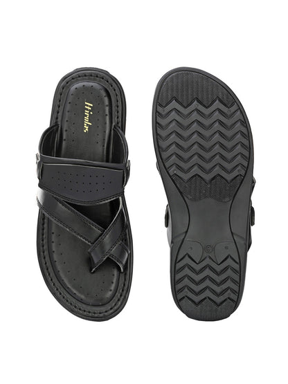 Hirolas® Men's Black Comfortable Office Slippers (HROMSL07BLK)