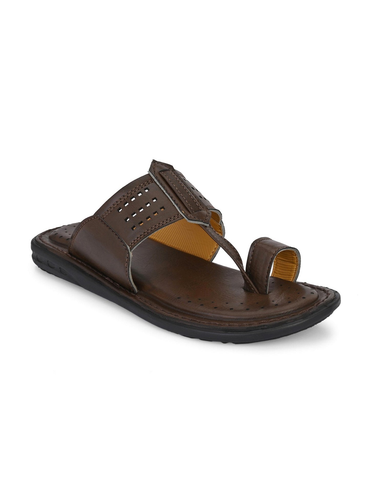 Hirolas® Men's Brown Comfortable Office Slippers (HROMSL08BRN)