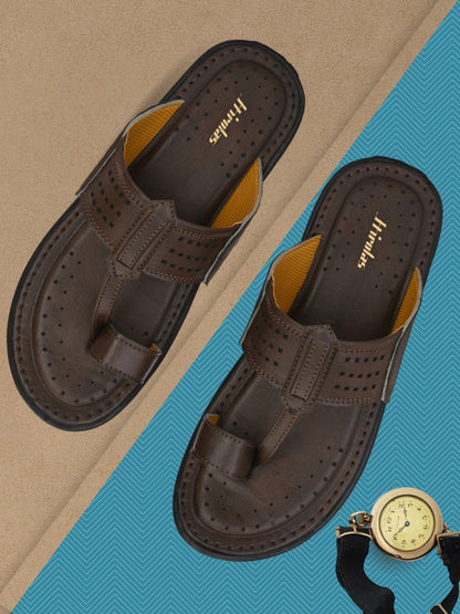 Hirolas® Men's Brown Comfortable Office Slippers (HROMSL08BRN)