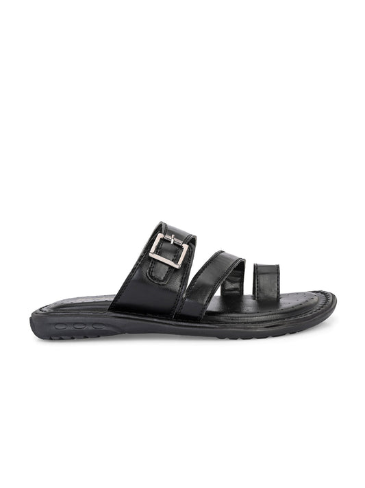 Hirolas Men's Black Comfortable Office Slippers (HROMSL09BLK)