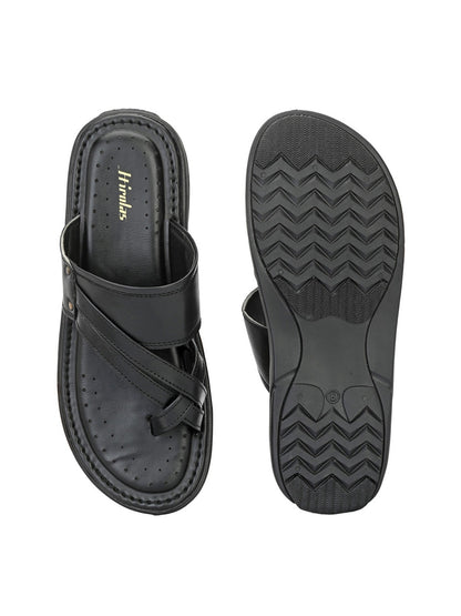 Hirolas® Men's Black Comfortable Office Slippers (HROMSL10BLK)