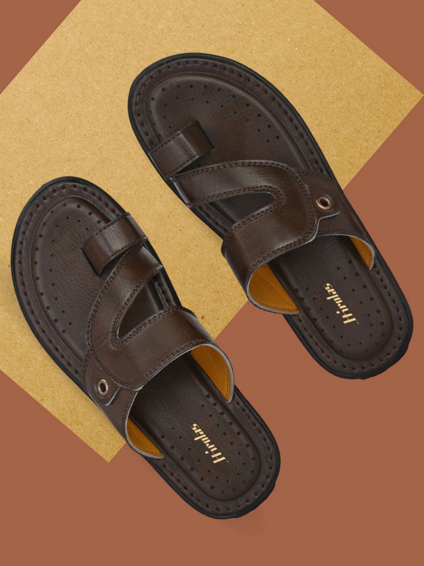 Hirolas® Men's Brown Comfortable Office Slippers (HROMSL12BRN)