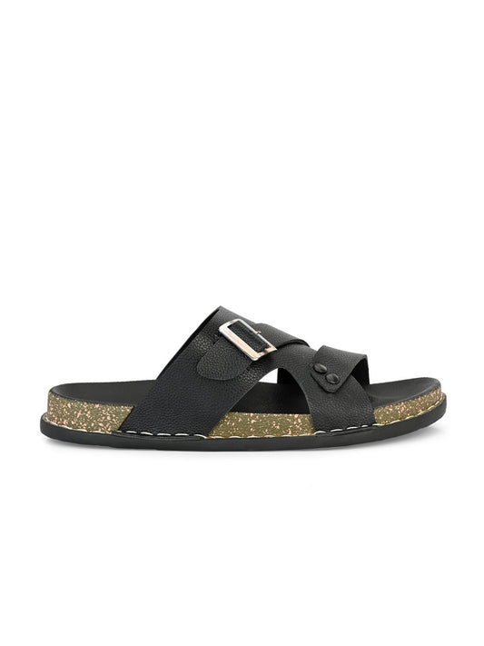 Hirolas Men's Black Comfortable Office Slippers (HROMSL13BLK)