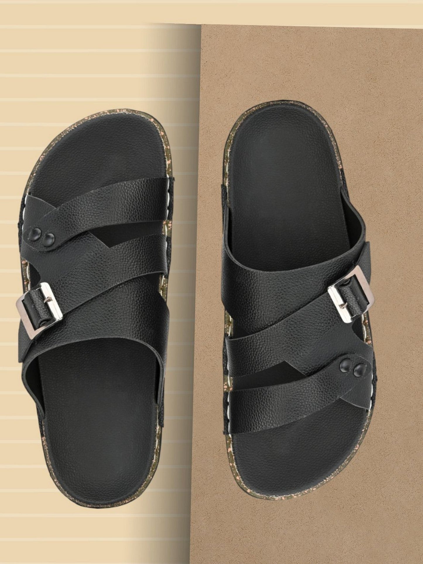 Hirolas® Men's Black Comfortable Office Slippers (HROMSL13BLK)