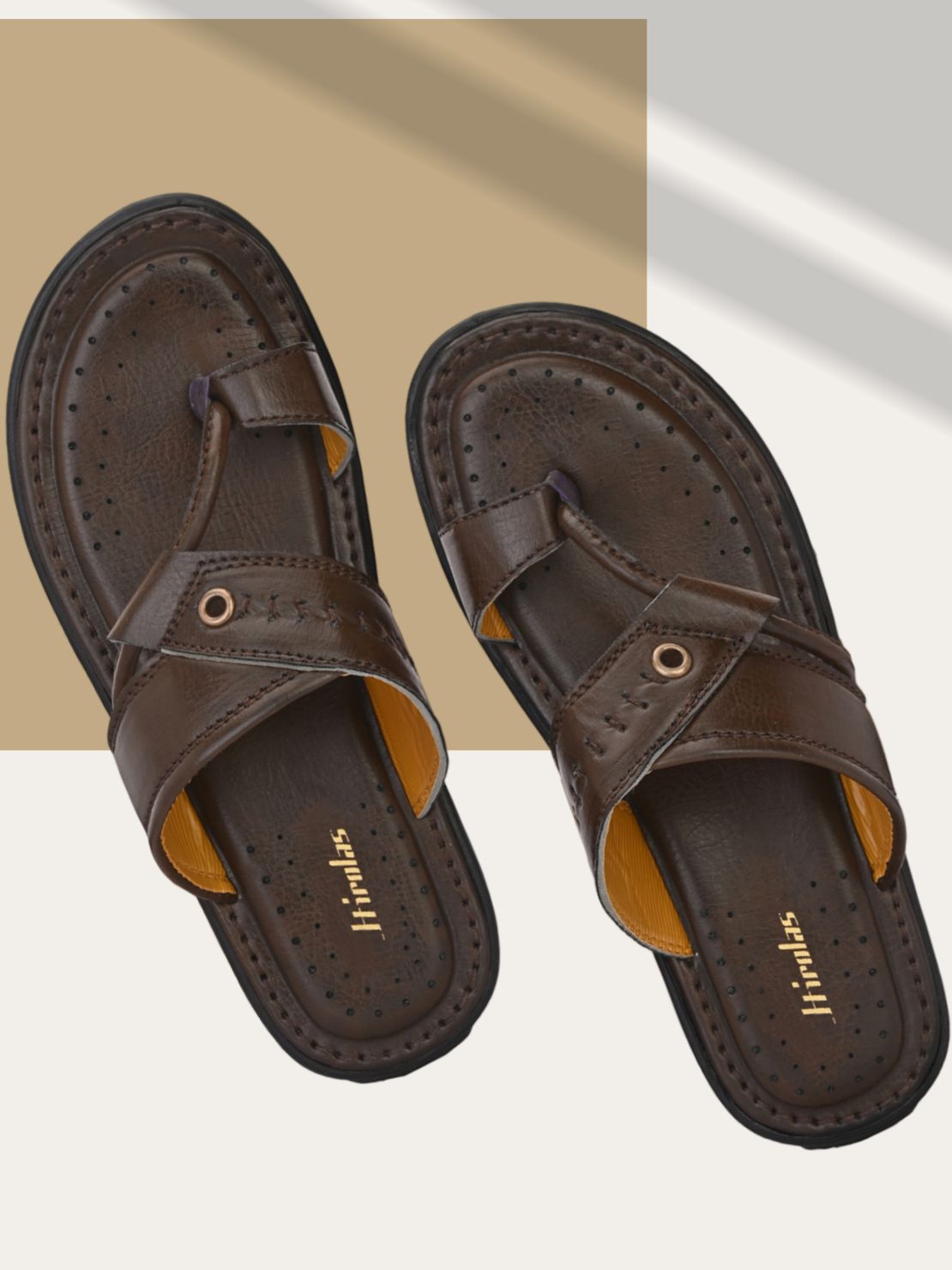Hirolas® Men's Brown Comfortable Office Slippers (HROMSL14BRN)