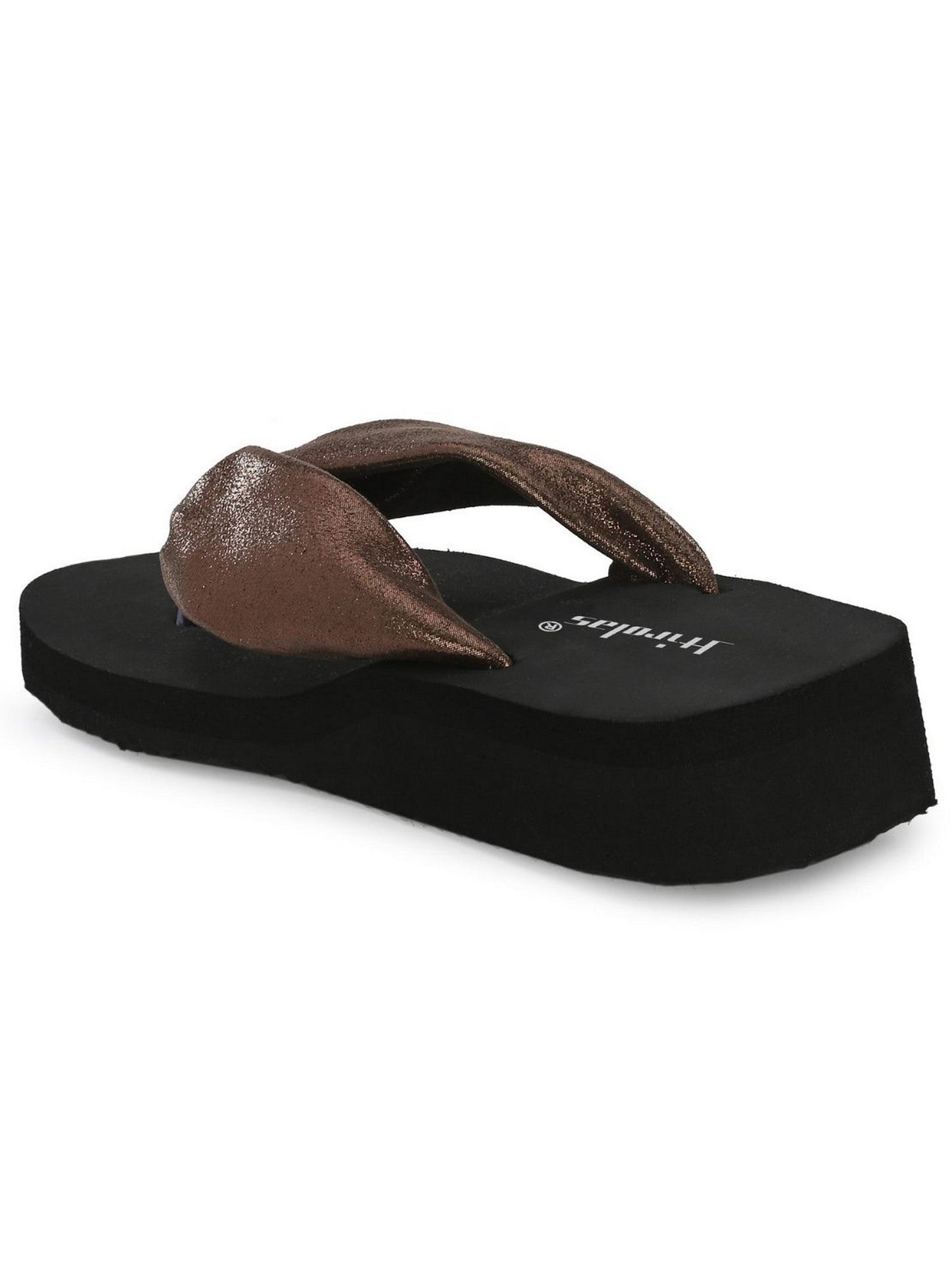 Hirolas® Women Black Copper Shimmer Thong Flip_Flops (HROWFF05BLC)