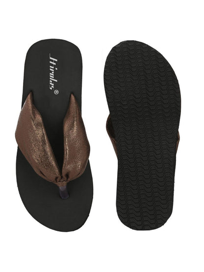 Hirolas® Women Black Copper Shimmer Thong Flip_Flops (HROWFF05BLC)