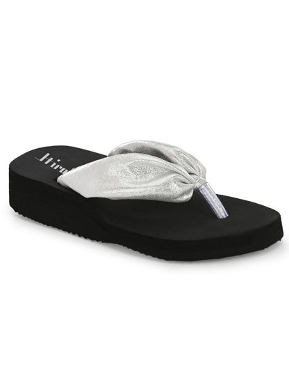 Hirolas® Women Black Sliver Shimmer Thong Flip_Flops (HROWFF05BLS)