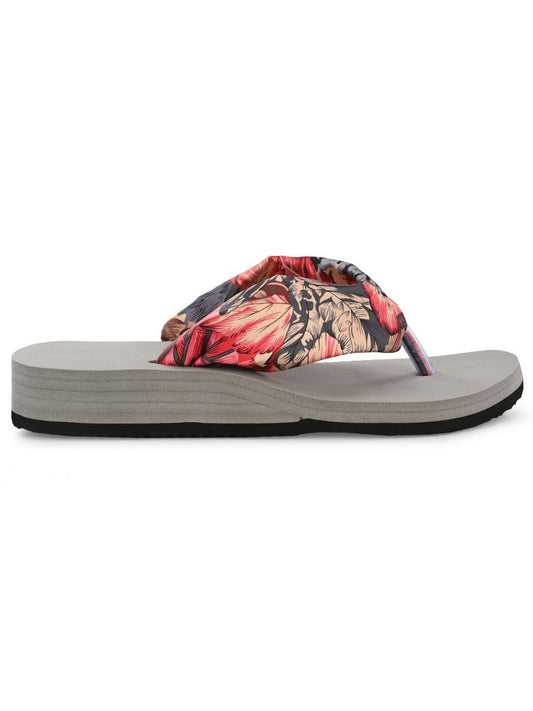 Hirolas Women Multi-color Printed Thong Flip Flops (HROWFF05GRY)