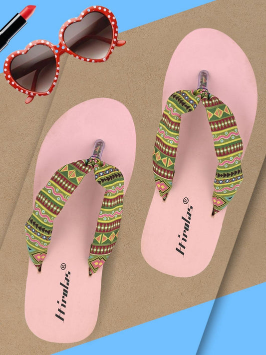 Hirolas® Women Multi-color Printed Thong Flip_Flops (HROWFF05PNK)