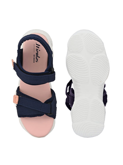 Hirolas® Women Blue/Pink Fabric Sports _Sandals (HROWSL01PKB)