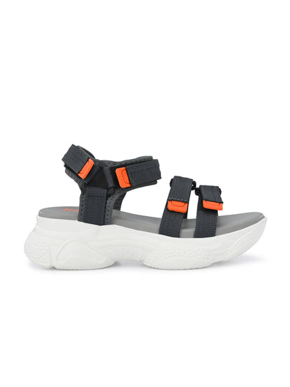Hirolas® Women Grey Fabric Sports _Sandals (HROWSL02GRO)