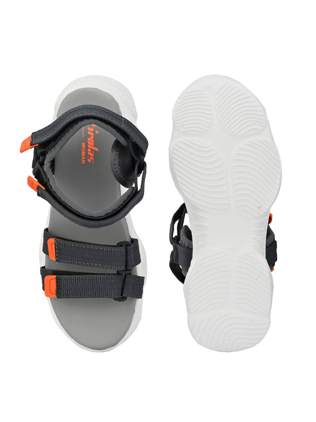 Hirolas® Women Grey Fabric Sports _Sandals (HROWSL02GRO)