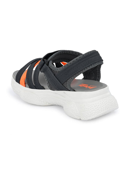 Hirolas® Women Grey/Orange Fabric Sports _Sandals (HROWSL03GRO)