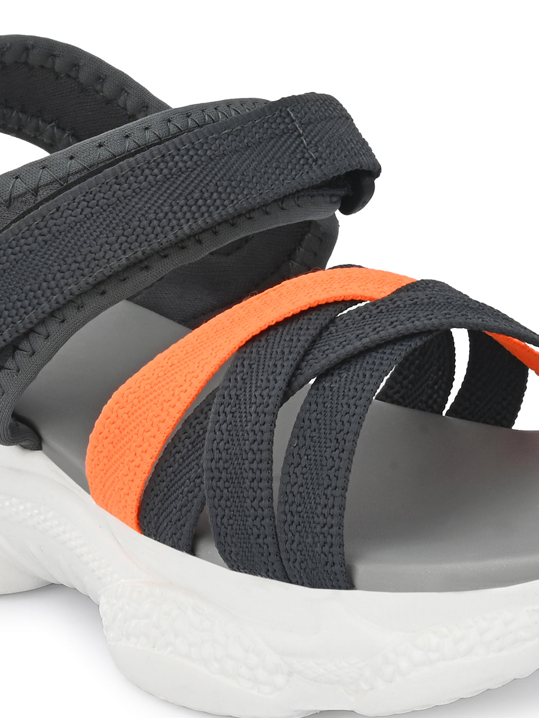 Hirolas® Women Grey/Orange Fabric Sports _Sandals (HROWSL03GRO)