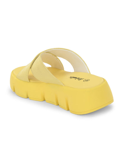 Hirolas® Women Yellow Chunky Platform _Sandals (HROWSL04YLW)