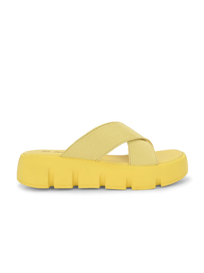 Hirolas® Women Yellow Chunky Platform _Sandals (HROWSL04YLW)