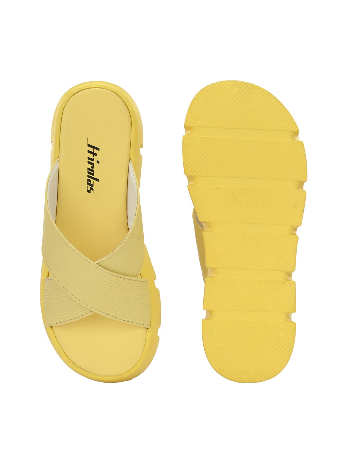 Hirolas® Women Yellow Chunky Platform _Sandals (HROWSL04YLW)